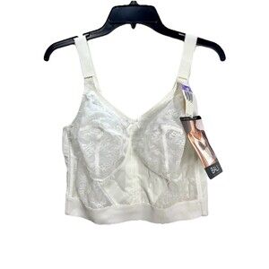 Vintage Bali Sky Bali Longline Lace Cup Bra 40DD White Full Support 3300 NEW